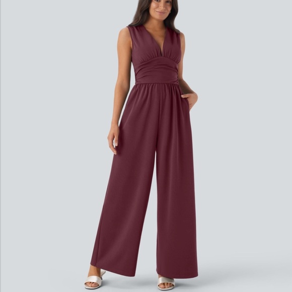HALARA Burgundy Sleeveless Jumpsuit - Picture 2 of 11